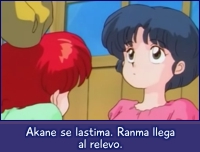 Akane se lastima. Ranma llega al relevo.